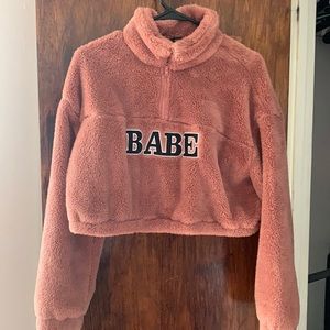 Cropped teddy jacket